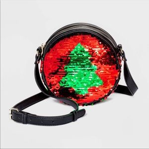 Black sequin Christmas tree crossbody purse